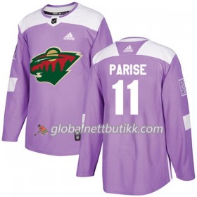 Minnesota Wild Hockeydrakt Zach Parise 11 2017-2018 Purple Fights Cancer Practice Adidas Authentic - Herre